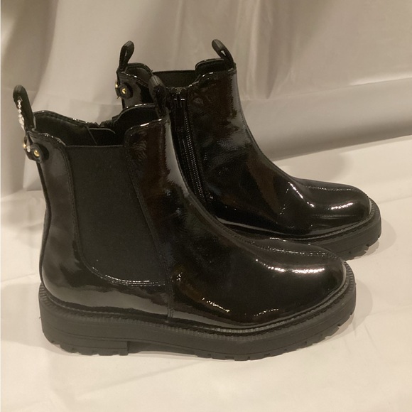 SAM EDELMAN GIRLS BLACK PATENT LAGUNA CHELSEA ANKLE BOOTS. SZ 3 - Picture 5 of 14